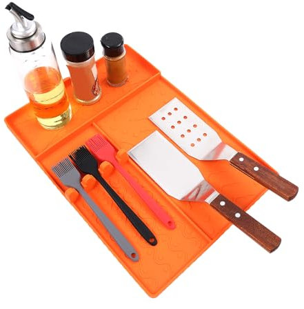 Tapis de Cuisson pour Barbecue | Set De Tapis BBQ Pour Plancha Extérieur Silicone Résistant À La Chaleur | Set d'Accessoires de Cuisson en Silicone Antiadhésive pour Plancha et Barbecue, Protection