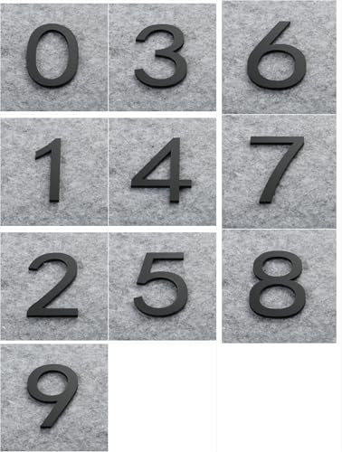 DWUENT Door numbers stick on, stick on house numbers, door number, Self-Adhesive Doors Number Plaques, Black Acrylic Address for Mailbox, Apartment, Office, Home (0-9, 10 Pack)