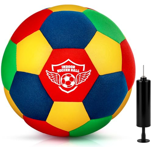 Jofuni Inomhus fotbollsträningsboll för hemmet, standardstorlek 4, mjuk och säker fotboll för tonåringar från 3–12, dribbling, träning (storlek 4)