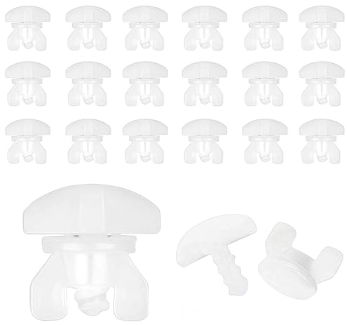 LUMOOM 20 Stück Gardinen Feststeller, Zwischenfeststeller für Vorhangschienen, Laufkammern Stopper mit Innenläufen, Gardinenstopper für Schienen, Weiß Kunststoff für min. 10 x 6 mm