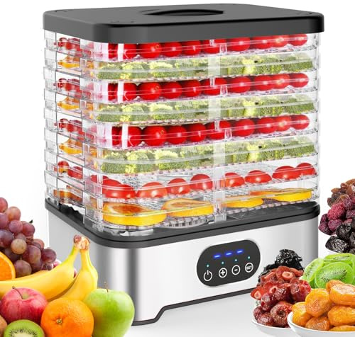 Déshydrateur d'Aliments 400W,Déshydrateur de Fruits avec Réglage de la Température de 42°C à 70°C et Minuterie de 72H,pour Fruits,Poisson, Légumes,Viande,Jerky,Herbes etc