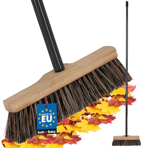KOTARBAU® Straßenbesen - 27 cm - Besen Stiel - PET/Kokos-Borsten - Kehrbesen aus Holz - Besen für Draußen & Drinnen - Zimmerbesen Stiel (mit Metallstiel)