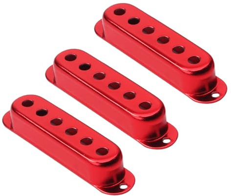 Garneck Tonabnehmerabdeckung Schutzabdeckung für E-gitarre 3 Stück Rote Metall 48/50/52mm Öffnung Praktisches Gitarrenzubehör für Elektrische Gitarrentonabnehmer