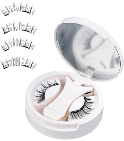 Pestañas Magnéticas Aspecto Natural Mechones naturales postizos con | Pestañas magnéticas sin pegamento para Mujeres Principiantes, Viajes, Regalos