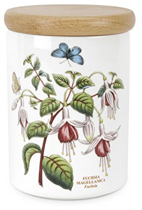 Portmeirion x Botanic Garden Storage Jar - Airtight Earthenware Jar with Fuchsia Motif, Durable and Stylish, Suitable for Keeping Coffee, Tea, Sugar, or Snacks Fresh