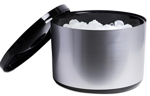 Drinkstuff - Secchiello per ghiaccio da 10 l, in plastica, effetto alluminio satinato,
