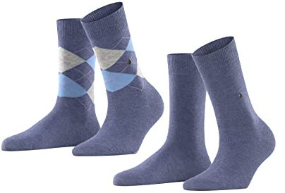 Burlington Damen Socken Everyday Mix Multipack W So Baumwolle gemustert 2 Paar, Blau Light Denim 6660, 36-41