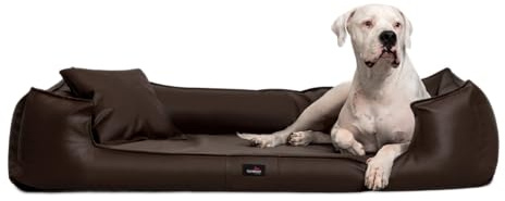 tierlando® Orthopädisches Hundebett Goofy Easy Clean aus Kunstleder mit Matratzenschoner, für mittelgroße und große Hunde Größe: 160x110cm Farbe: 01 Braun