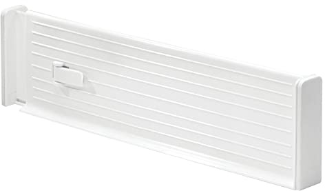 mDesign 4er-Set verstellbare Schubladeneinsätze – praktische Schubladentrenner aus Kunststoff – Besteckeinsätze für die Küchenschublade – auch für den Anrichten geeignet – weiss