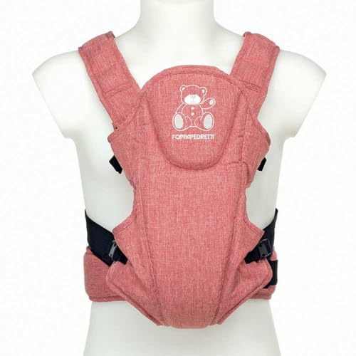 Foppapedretti Marsupio Porta Bimbo Marsupi8, bambini da 3.5 a 9 Kg, rinforzo lombare, spallacci imbottiti, fibbie laterali, utilizzabile fronte genitore/strada riduttore primi mesi incluso,Jeans Rosso