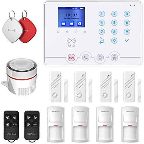 Wolf Guard W4Q Smart Alarm,4G+WiFi Andriod App Control LCD Screen Home Alarm Security System