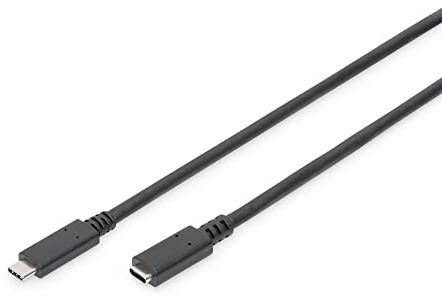 DIGITUS USB 2.0 Verlängerungskabel – 1,5 m – USB-C (Stecker) zu Typ C (Buchse) – 480 Mbps – 60W – für Laptop, Computer, Smartphone – Schwarz