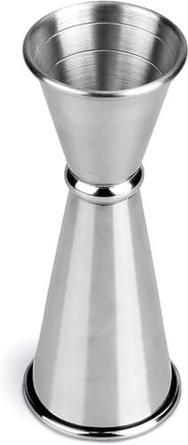 We Can Source It Ltd - Mezclar 25ml/50ml Thimble Measures Stainless Steel Banded Jigger Measure with 35ml Line (Silver)