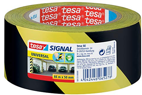 tesa Lot de 6 rouleaux de ruban adhésif de marquage temporaire pour marquage de sol et de sécurité Noir/jaune
