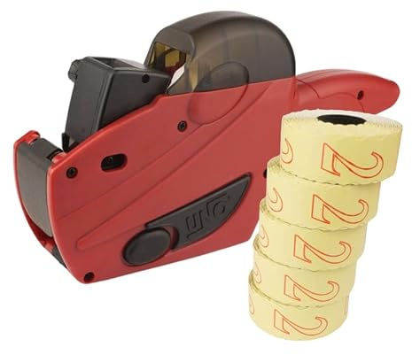 Preisauszeichner-Set UNO C6 7500 Etiketten weiß MHD rot tiefkühl | MHD = Mindestens Haltbar Bis, Hand-Auszeichner, einfacher Etikettenwechsel, UNO C6
