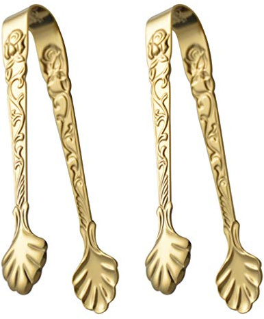 2 Pièces Clip Alimentaire Or Alimentaire De Mini Pinces Alimentaires Pince à Pâtes Mini Pinces à Servir Pince à Glace Fleur Pinces à Glaçons À En Acier Inoxydable Ancien Poignée