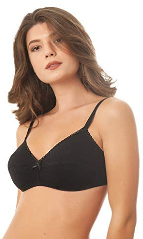 Istintiva Laura – Reggiseno Senza Ferretto in Puro Cotone Anallergico ad Elevato Comfort | Coppe morbide Non Imbottite | Spalline Regolabili | Nero, Taglia 5C