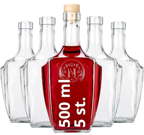 SUPERBUTELKI.PL Glasflaschen 500ml - Weinflaschen Leer 5 Stücke - Glasflasche Bonaparte - Flaschen zum Befüllen - Glass bottle Mit Korken