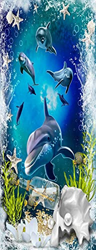A.Monamour Türtapete Selbstklebend Türfolie Türposter 3D Unterwasser Delfine Korallen Fische Muscheln Seesterne Meereslebewesen Vinyl Folie Türdeko Tapete Wandbild Türaufkleber Türtattoo 77 x 200 cm