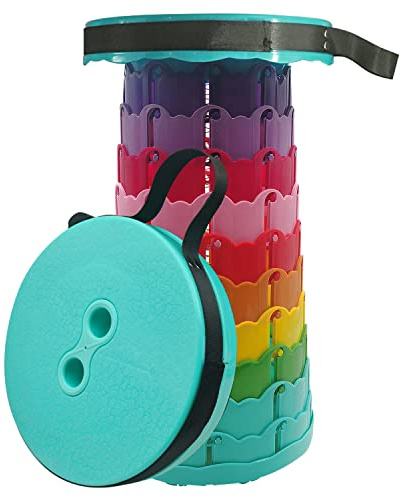 Folding Camping Stool, Adjustable Lightweight Collapsible Pop-Up Travel Seat for Fishing Hiking BBQ Outdoors Indoors Kitchen, Heavy-Duty PortableTelescopic Seat with Max Load 387 lbs