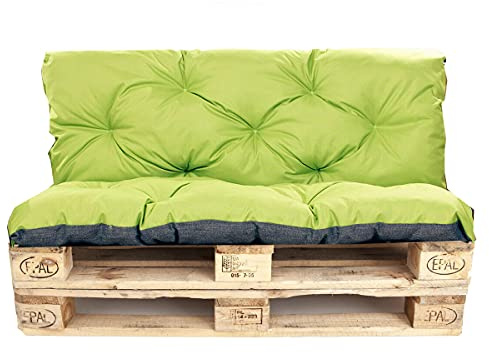 Cuscini per pallet da esterno - Set di cuscini per pallet - Set di cuscini per pallet da interno (cuscino per seduta 120x60 + cuscino per schienale 120x40, limetta)