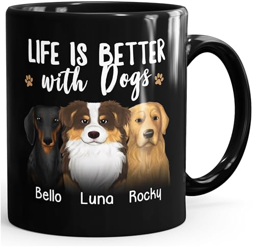 SpecialMe® Tasse Hund Motiv personalisierte Geschenke mit Name Hundebesitzer Hundeliebhaber Schwarz standard