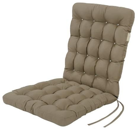 HAVE A SEAT Living Gartenstuhlauflage Niedriglehner 100x48 cm – Orthopädisch & 6 cm Dick – Wetterfest & Waschbar bei 95°C – 1er Set – Sandbraun | Serie Luxury