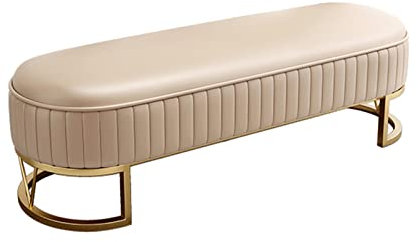 MGHOME Moderne Schlafzimmerbank mit Goldbasis, Pu-Leder Gepolstert Ende Der Bettbank, Extra Lang Ottomane Hocker Fußstütze für Wohn- und Esszimmer Flur(80x45x42cm(31x18x17inch), C)