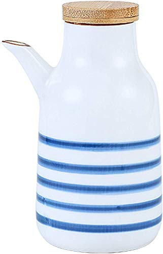 TONZN Botella de vinagre antifugas, dispensador de Aceite de Oliva de Mesa de cerámica, Botella de Salsa de Soja o vinagrera, dispensador de Cena de cerámica Moderno (C)
