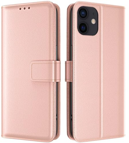 TQIAHF Cover per iPhone 12 / iPhone 12 PRO Custodia a Libro in Pelle con Porta Carte Magnetica Libretto Portafoglio Flip Case Antiurto Telefono Protezione Completa,Oro Rosa