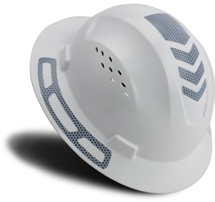 LOHASTOUR Schutzhelm mit voller Krempe, belüftet, ANSI Z89.1 genehmigt, OSHA-Schutzhelm, für Herren, Damen, Erwachsene (Vollkrempe, weiß)