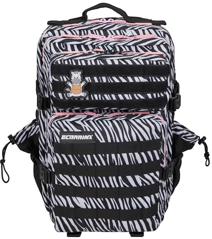 ELITRAINX, Zaino tattico idrorepellente da 45 l, per sport, cabina aereo, palestra, scomparto per computer, tessuto Oxford 1000D, Zebra, 45 Litros