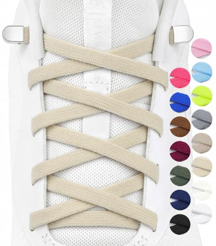 Stepace 2 Pares Cordones Elásticos 6mm Planos sin Atar, Ajustables con Cierre de Metal para Niños y Adultos, Ideal para Sneakers, Running y Triatlón