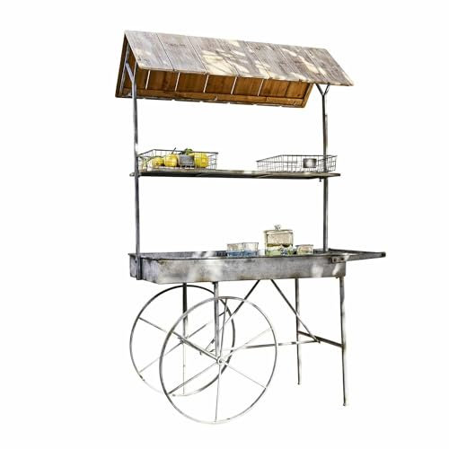 Loberon Pflanztisch Granby, Robustes Gestell mit Herausnehmbaren Eisenkörben, Gartenmöbel, Gartenzubehör, Outdoor, Eisen, Tannenholz, antikgrau/braun