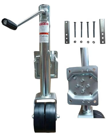 QICBYING Boat Trailer Jack With Wheel - Heavy-Duty Bolt-On Swivel Jack, Heavy Load Trailer Jockey Wheel, Galvanized Support Wheel, 15cm Double Wheel Trailer Wheel, 680kg, For Boat, Camper, Yacht