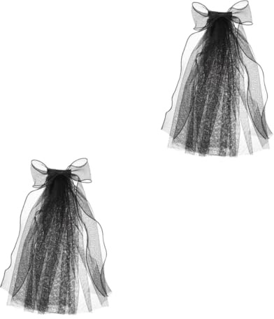 FRCOLOR 2stücke Braut Schleier Mit Schwarzem Schleifen-design Doppeltem Perlen-netz Gothic Headdress Für Hochzeiten Partys Und Fotoshootings Elegant Und Charmant