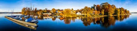 Acryl-Bild 130 x 30 cm: Landschaft am Starnberger See - Tutzing - Bayern - Deutschland (179372072)