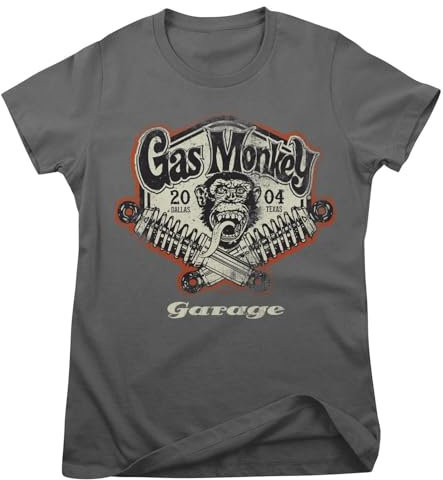 Gas Monkey Garage Offizielles Lizenzprodukt Spring Coils Frauen T-Shirt (Dunkelgrau), X-Large