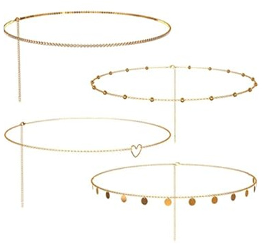 KGDUYC Catene di Vita d'oro - 4pcs Catene di Pancia a Strati, Catene di vita Lucide, Catene di Bikini, Gioielli per il Corpo per le Donne, Catene di Pancia