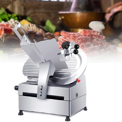 Auto 550W Premium Meat Slicer, 12 inch Carbon Steel Blade Adjustable Thickness, Deli Meat Cheese Food Slicer Commercial and Home use,110V