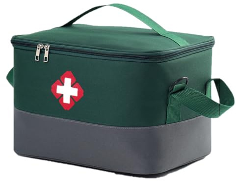 Borsa per medicinali,borsa impermeabile di primo soccorso,grande capacità borsa medica di emergenza,Borsa Medica Impermeabile con Tracolla, Kit di Pronto Portatile Per Casa Ufficio Auto Viaggi,verde