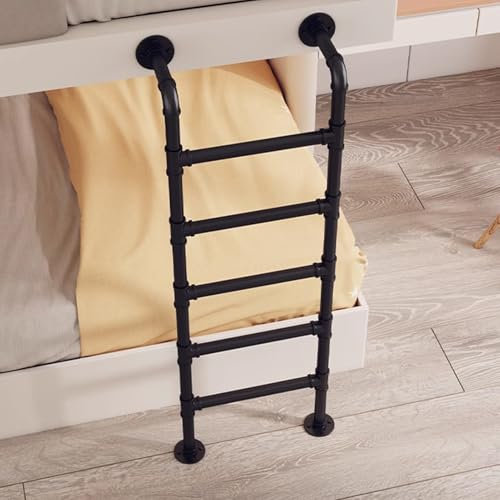 Schwarze Schmiedeeiserne Leiter für Keller, Fenster, Brunnen, Brandschutz, Kletterleiter für Dachboden, Wohnheim, Bibliothek, Etagenbett, Deck, 150 kg Tragkraft, 279,4 cm
