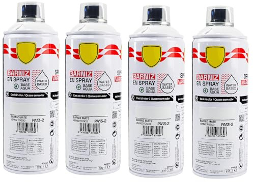 various - Pintura Spray Base Agua 400ml,Ecológica y Sin Olor,Para Muebles,Metal,Plástico y Madera,Colores Duraderos,Cobertura Uniforme - Barniz Mate,4 unidad