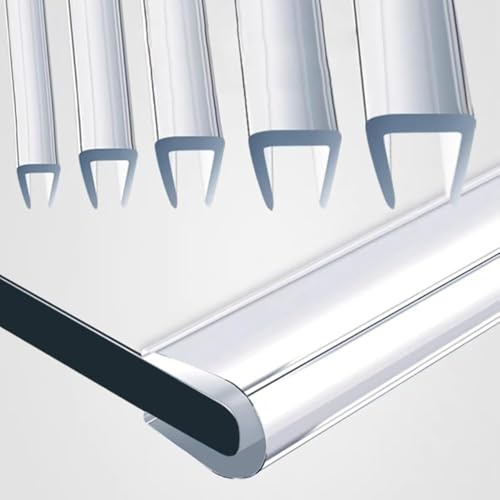 5m Transparenter U-Form Kantenschutz, Klemmprofil Kantenzierstreifen Für Glastische, Selbstklemmend Tischkantenschutz Dichtungsstreifen(10-11mm)