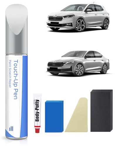 PARTS4EV 8E8E /A7W Brillant Silber Metallic Lackstift Kit Kompatibel mit Skoda Exakte Übereinstimmung für Chips und Kratzer