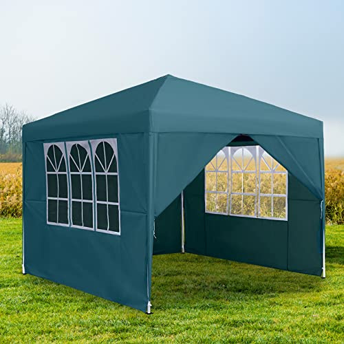 XMTECH 2,5x2,5m Faltpavillon Gartenpavillon Grün, 4 Seitenteile, UV-Schutz | 3-fach höhenverstellbar, wasserabweisend, UV-Schutz, Stahlgestell, 210D Oxford-Gewebe, mit Tragetasche für Garten Terrasse