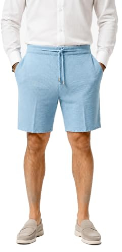 Bermuda da Uomo Estivi in Cotone - Pantaloni Corti sartoriali in Tinta Unita con Lunghezza Classica- Chiusura con Bottone - Short Casual Sportivo (IT, Numero, 50, Regular, Regular, Iceberg)
