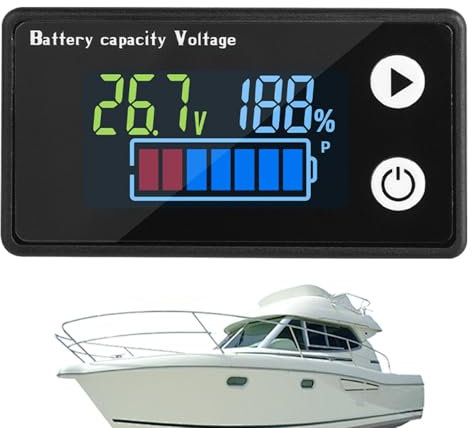 Small Golf Cart Voltage Monitor, LED Color Screen Display, Accurate Battery Capacity Tester, Waterproof Design, Easy Installation, Compatibility For Golf Cart, Motorcycle, Marine