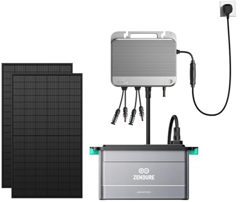 Zendure SolarFlow 800 Micro-onduleur Hybride Intelligent 1200W MPPT, Puissance AC bidirectionnelle de 800 W, avec Panneau solaire Bi-facial 1118W, avec AB2000L Batteries (Installation Facile)