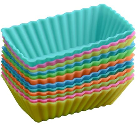 CIYODO 24piezas Moldes Rectangulares De Silicona Bizcocho Molde Unidades Para Hornear Muffins y Tartas Reutilizables Suministros Para Hornear